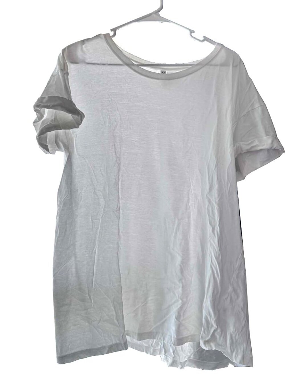 H&M White Oversized Basic T-Shirt Cuffed Sleeves
